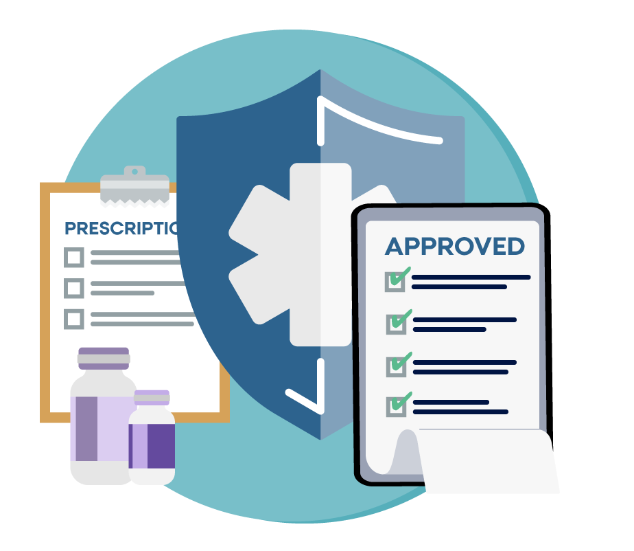 Clipboards showing prescription medicine getting approved